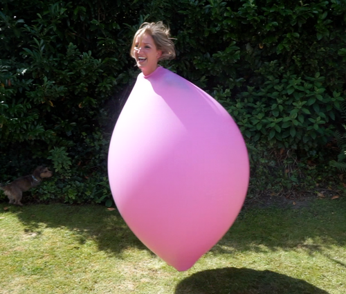 Maria in pink climb-in balloon